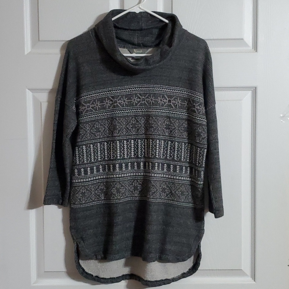 Natural Reflections Embroidered Cowl Neck Top Women's Size Small - Picture 1 of 8